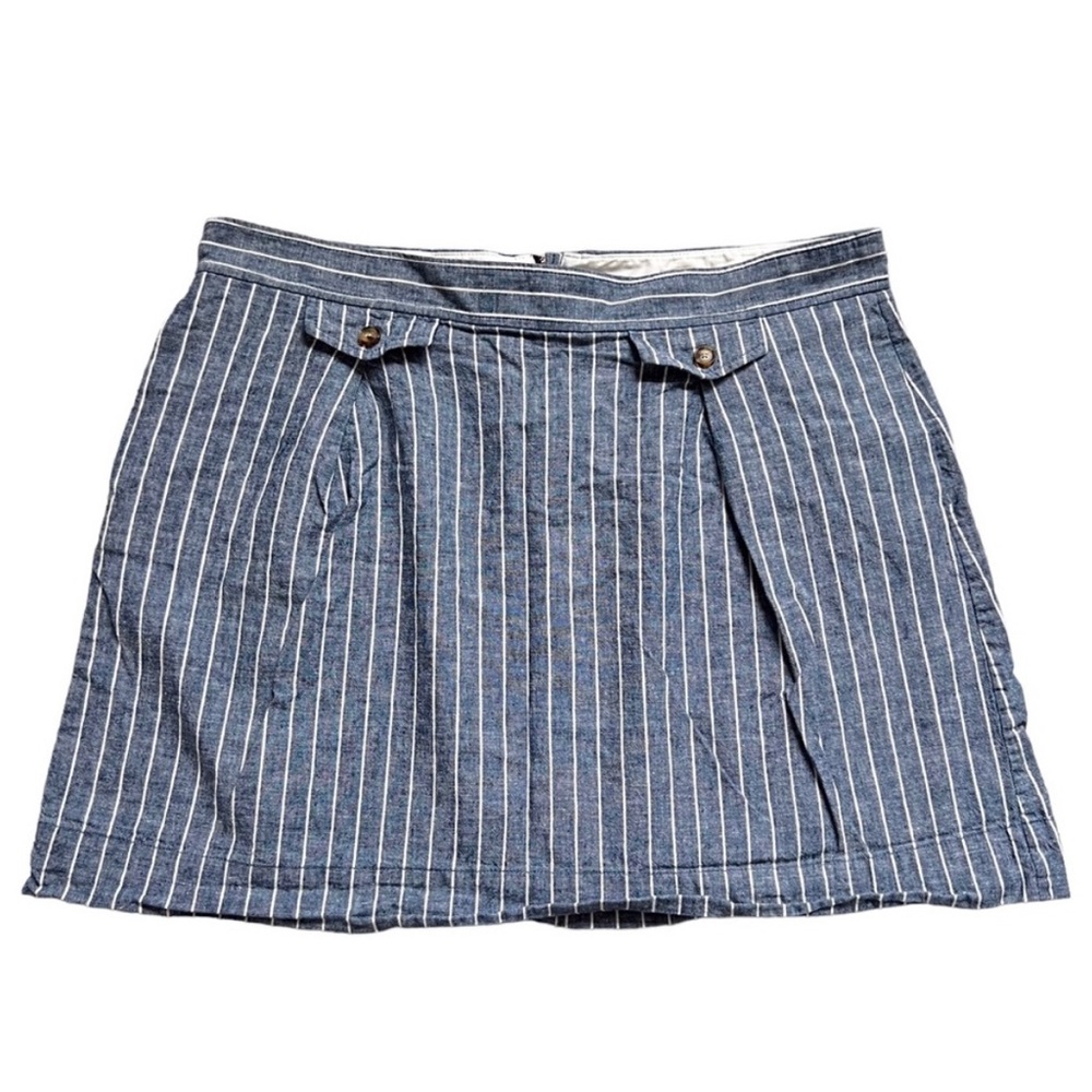 J Crew Chambray Stripe Mini Skirt Casual Preppy Blue White Coastal Women’s 16